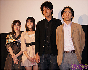 「イトーチューブ Short Movie Collection」記者会見 左から辻下直美監督・藤江れいな・弓削智久・橘康仁監督