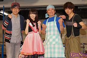 左から中島淳彦(演出)・八坂沙織・駒田一・矢崎広