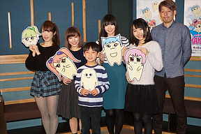 左から内田彩・楠田亜衣奈・伊藤悠翔・渡部優衣・山口立花子・モリ ∩監督