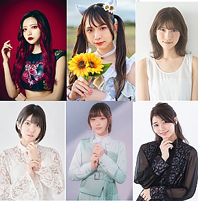 （上段左から）藍染カレン（ZOC）、三品瑠香（わーすた）、谷口めぐ（AKB48）、（下段左から）大西桃香（AKB48）、天城サリー（22/7）、浜浦彩乃